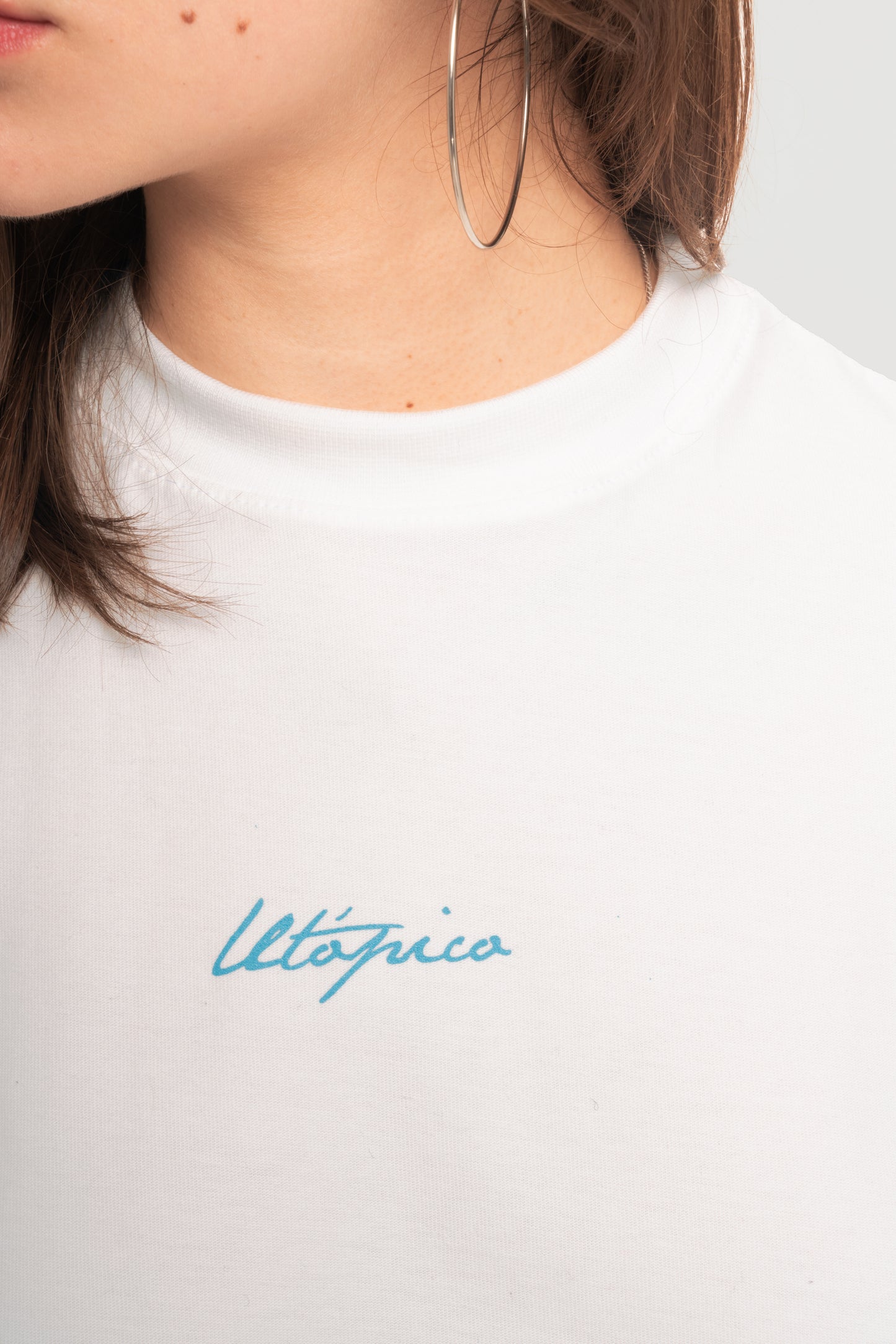 Camiseta Cropped - Basic Firma Azul