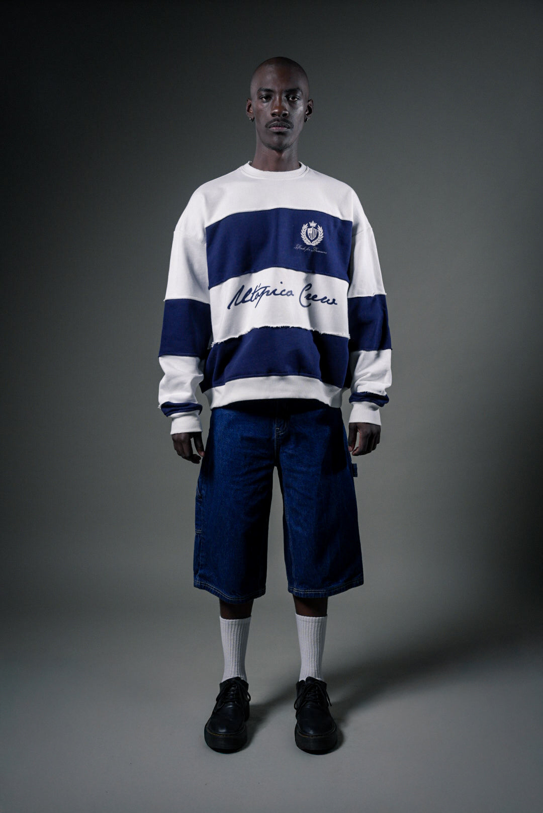 CREWNECK - BLANCO&AZUL BOXYFIT