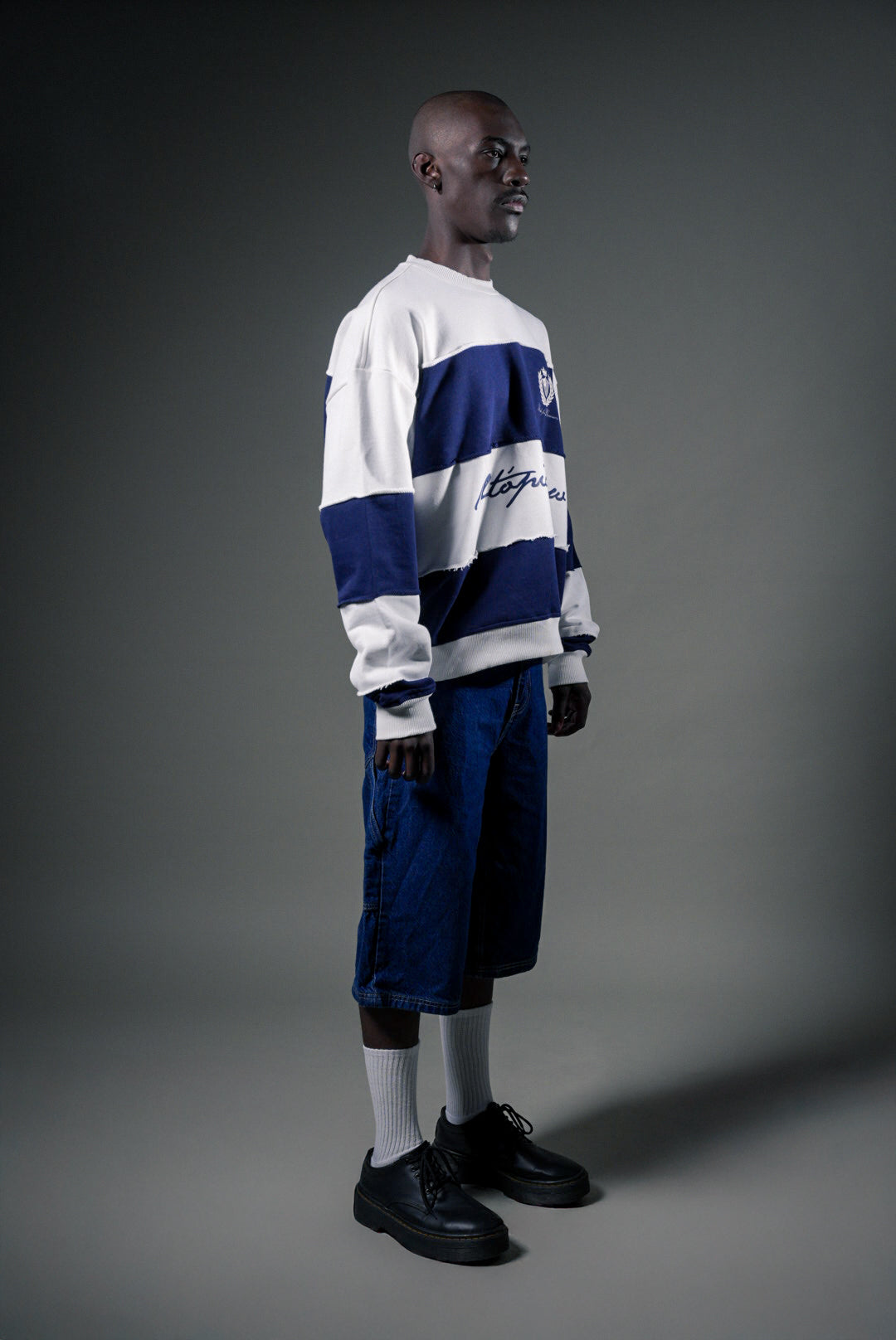 CREWNECK - BLANCO&AZUL BOXYFIT