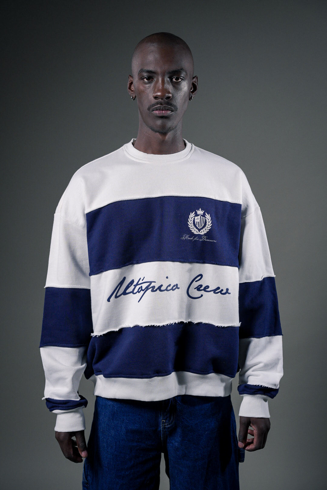 CREWNECK - BLANCO&AZUL BOXYFIT