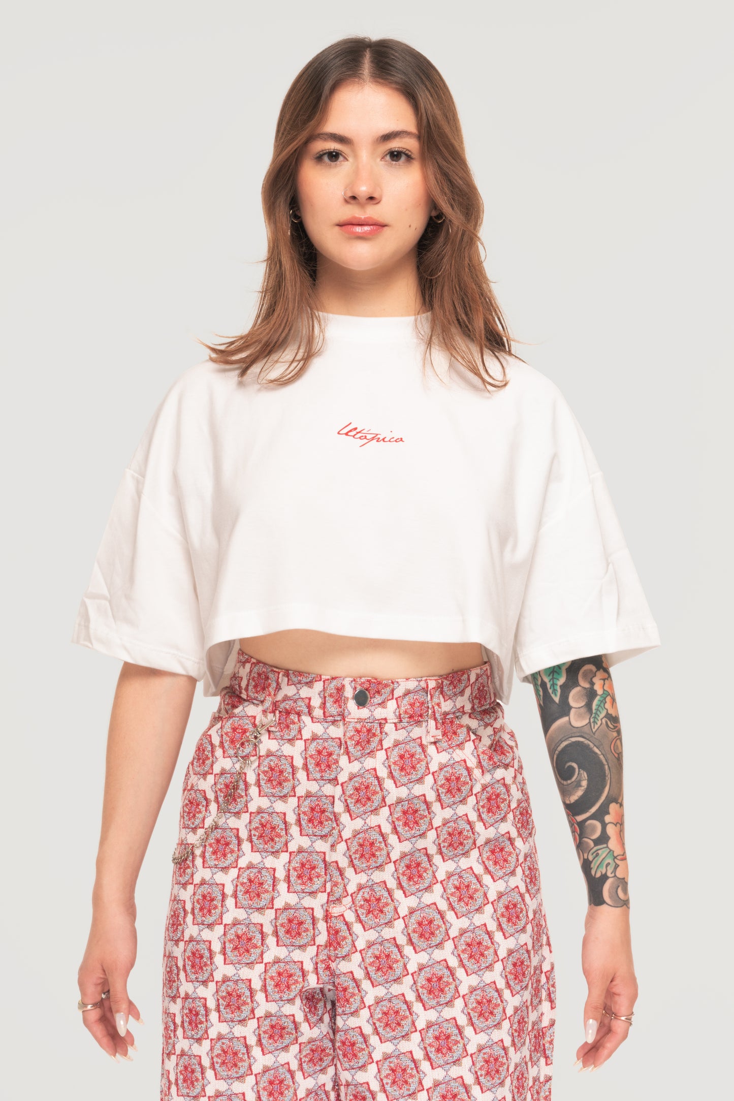 Camiseta Cropped - Basic Firma Roja