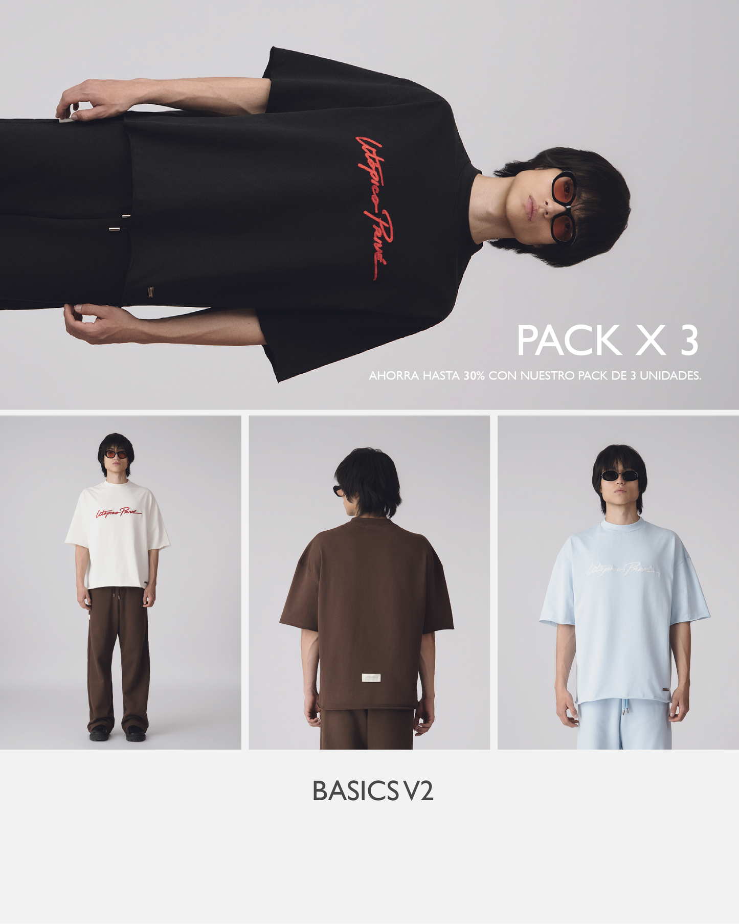 Pack x 3 - Camisetas Extensed Boxy Fit Basics V2